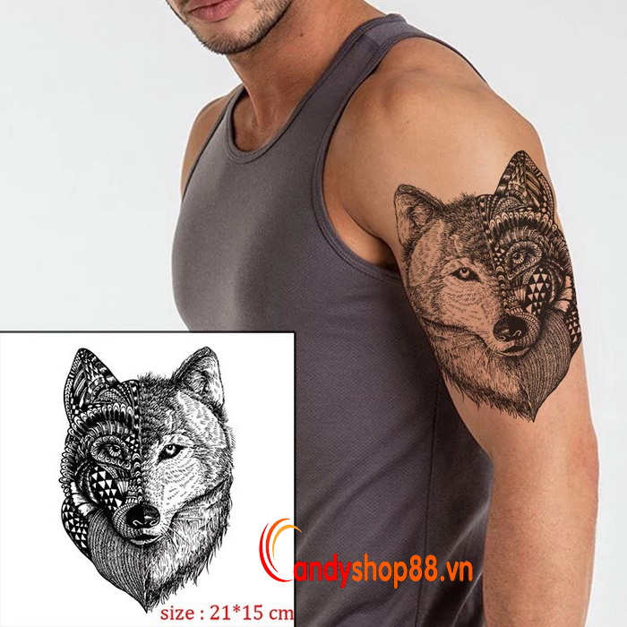 hình xăm dán tattoo sói