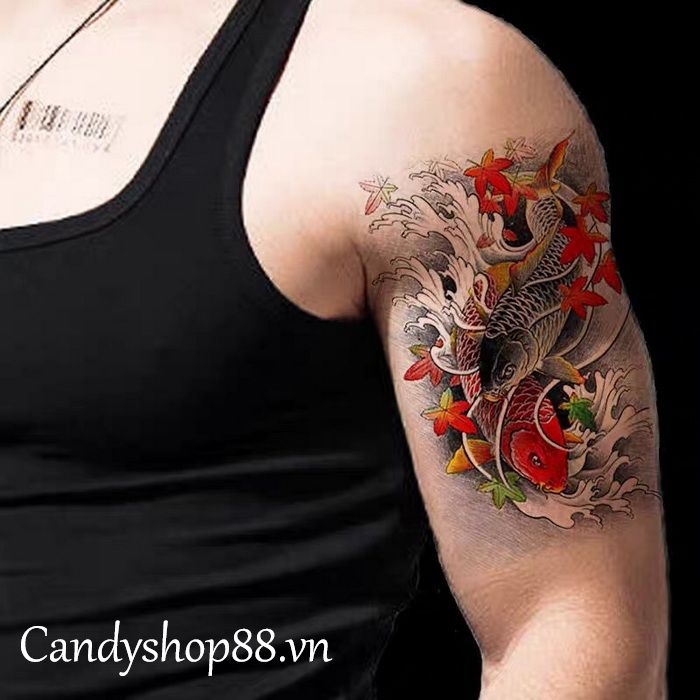 Hình Xăm Dán Tattoo Cá Chép Mx-1033 Có Hàng Sẵn Tại Candyshop88